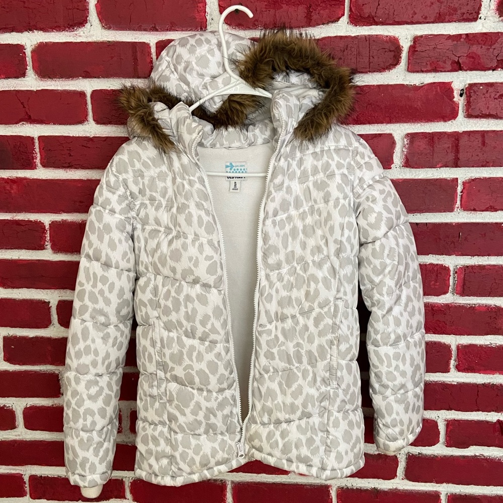 White Cheetah Puffer Jacket